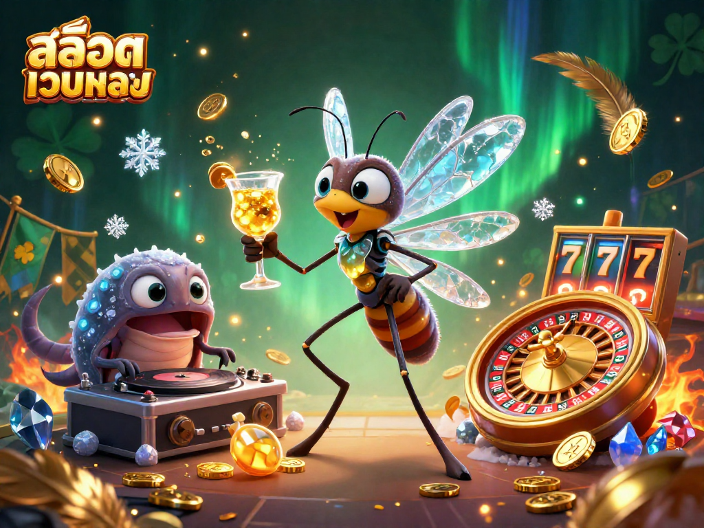 Spin the reels with สล็อตเว็บตรง in this vibrant 3D casino illustration filled with excitement.