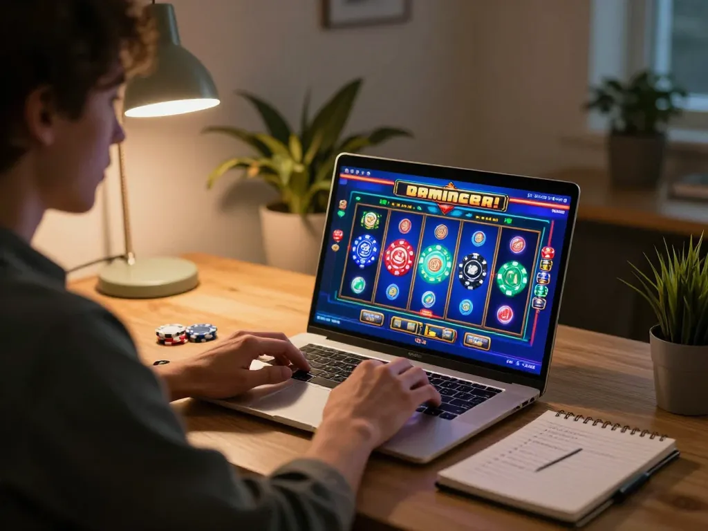 Engaging gameplay on situs gacor with a player strategizing during online slots.