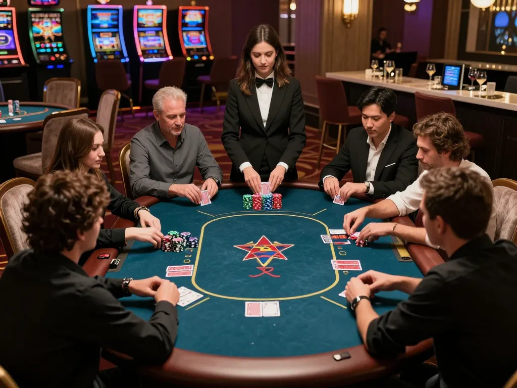 Experience intense poker gameplay at w188 featuring engaged players and vibrant chips