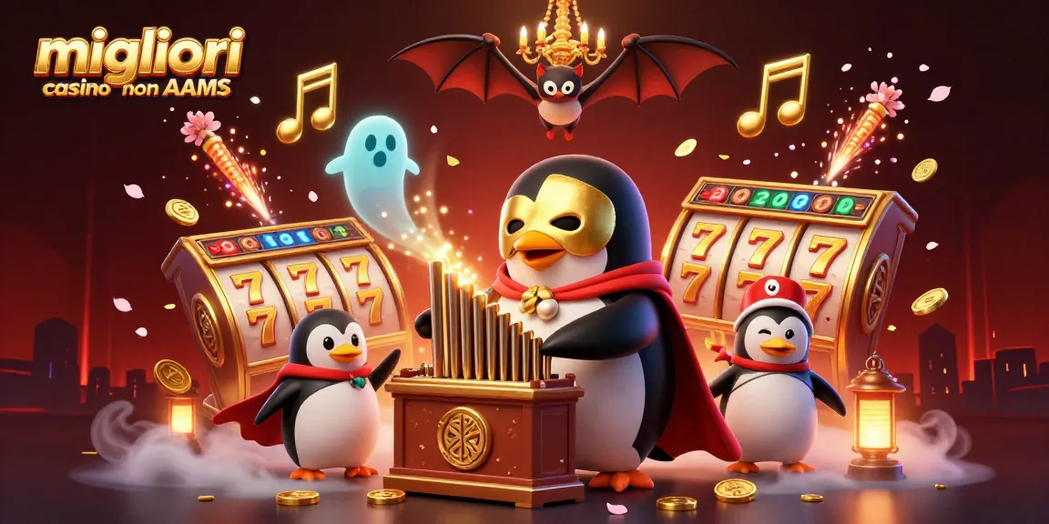Giocando nei migliori casino non AAMS con il pinguino fantasma che lancia monete d'oro.