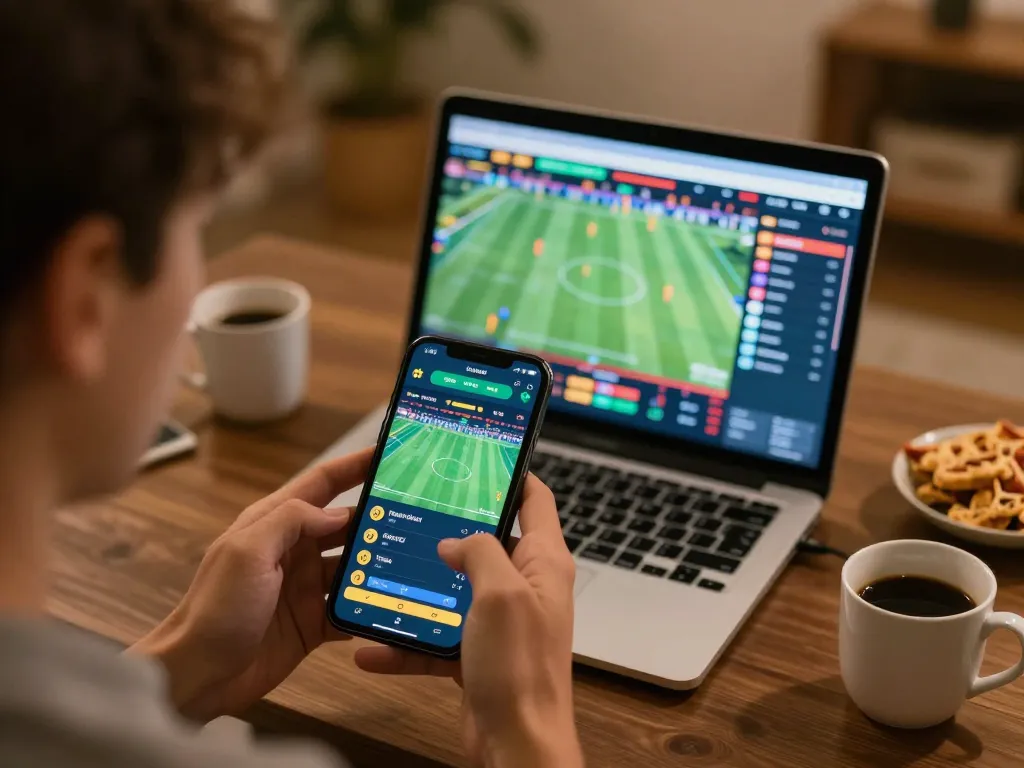 Tham gia cá cược thể thao trực tiếp trên Link 12bet với smartphone và laptop trong không gian thoải mái của ngôi nhà