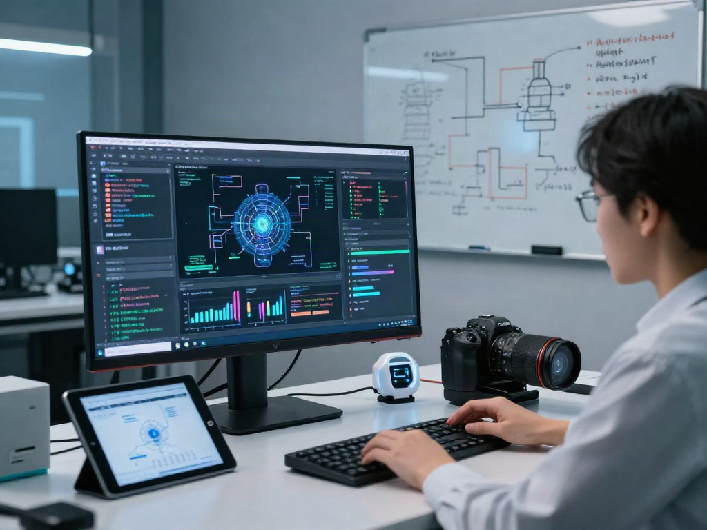 AI Image Detection analysis in a tech lab showcasing modern software tools and innovative data science.