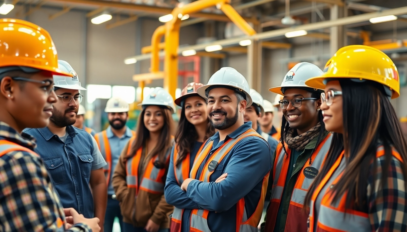 Engaging individuals participating in construction training programs at a modern facility.