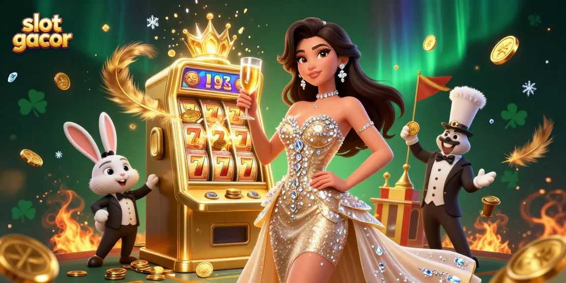Engage in thrilling wins with slot gacor at a vibrant casino scene featuring a jackpot machine.