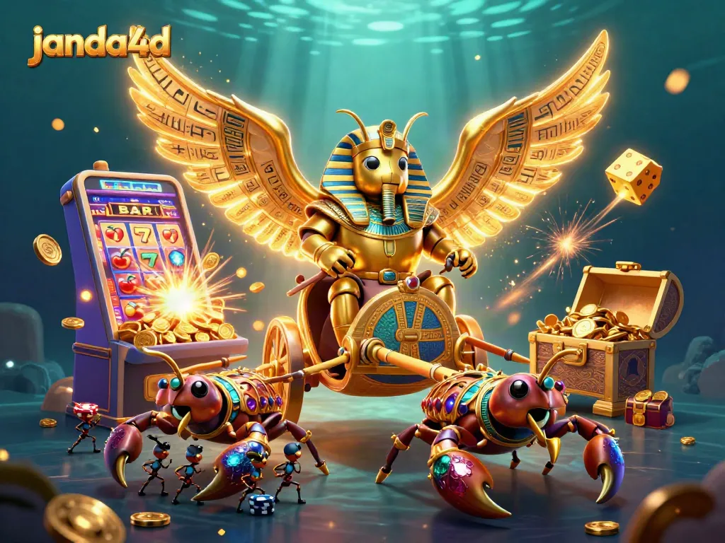 JANDA4D menghadirkan suasana bermain yang menarik dengan ilustrasi kasino terinspirasi kobaran jackpot dan simbol keberuntungan.