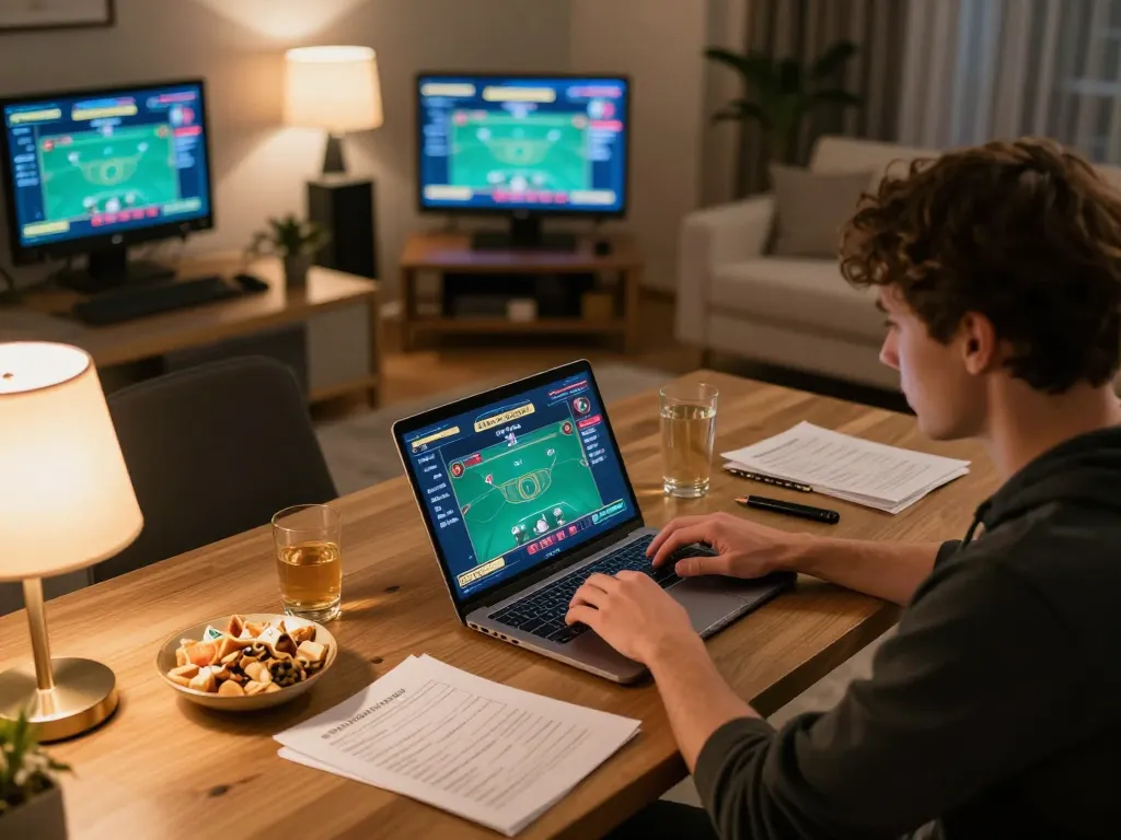Player engaged in a thrilling rr88bet online poker session at home with strategic notes laid out