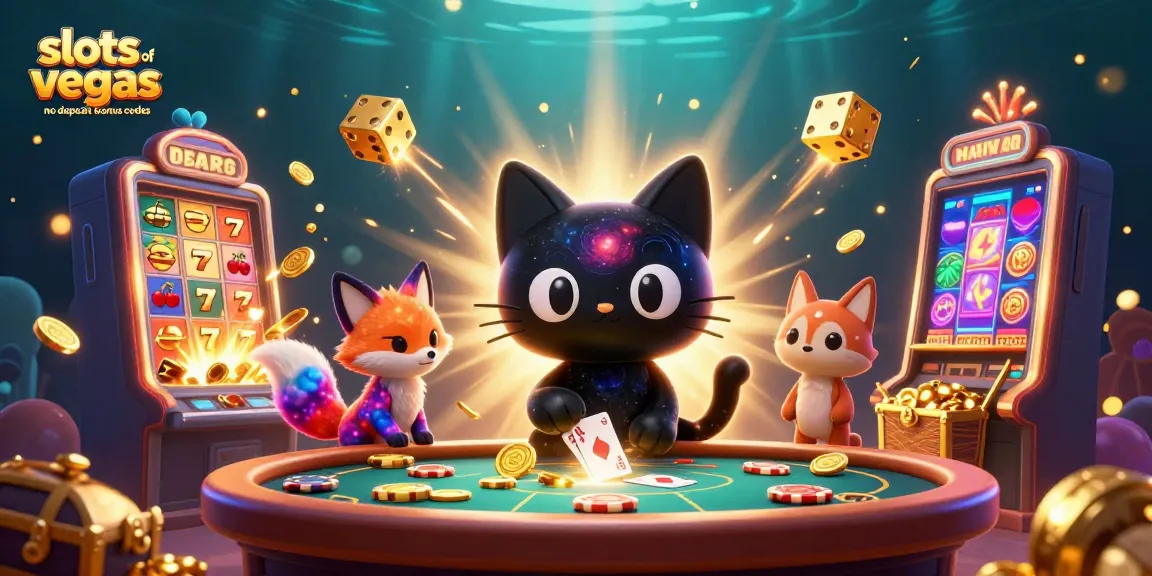 Engage with the fun of slots of vegas no deposit bonus codes through a vibrant casino scene with captivating characters and elements.
