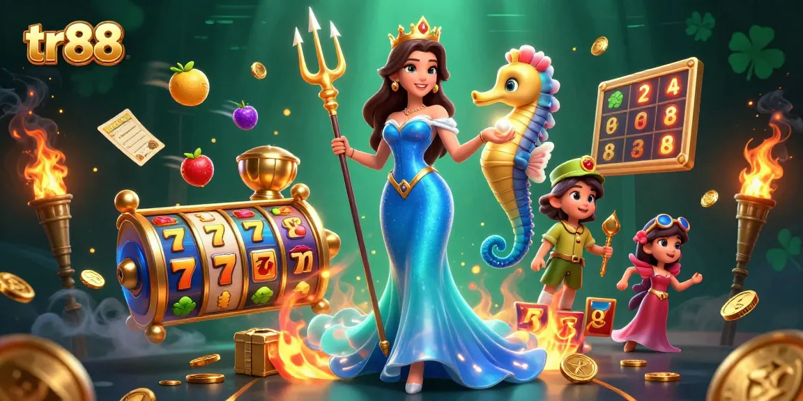 Experience thrilling gameplay with tr88, featuring vibrant slot reels and dynamic characters in action.