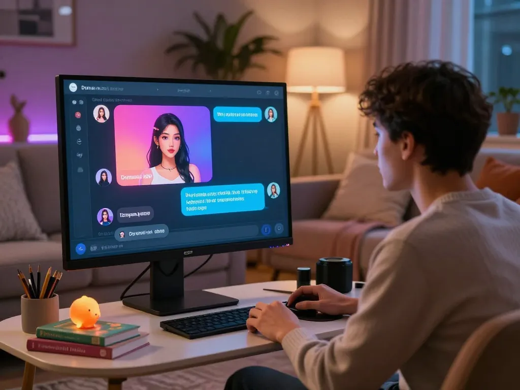 Engaging NSFW sex chat AI interaction showcasing vibrant avatars and intimate conversation in a cozy lounge