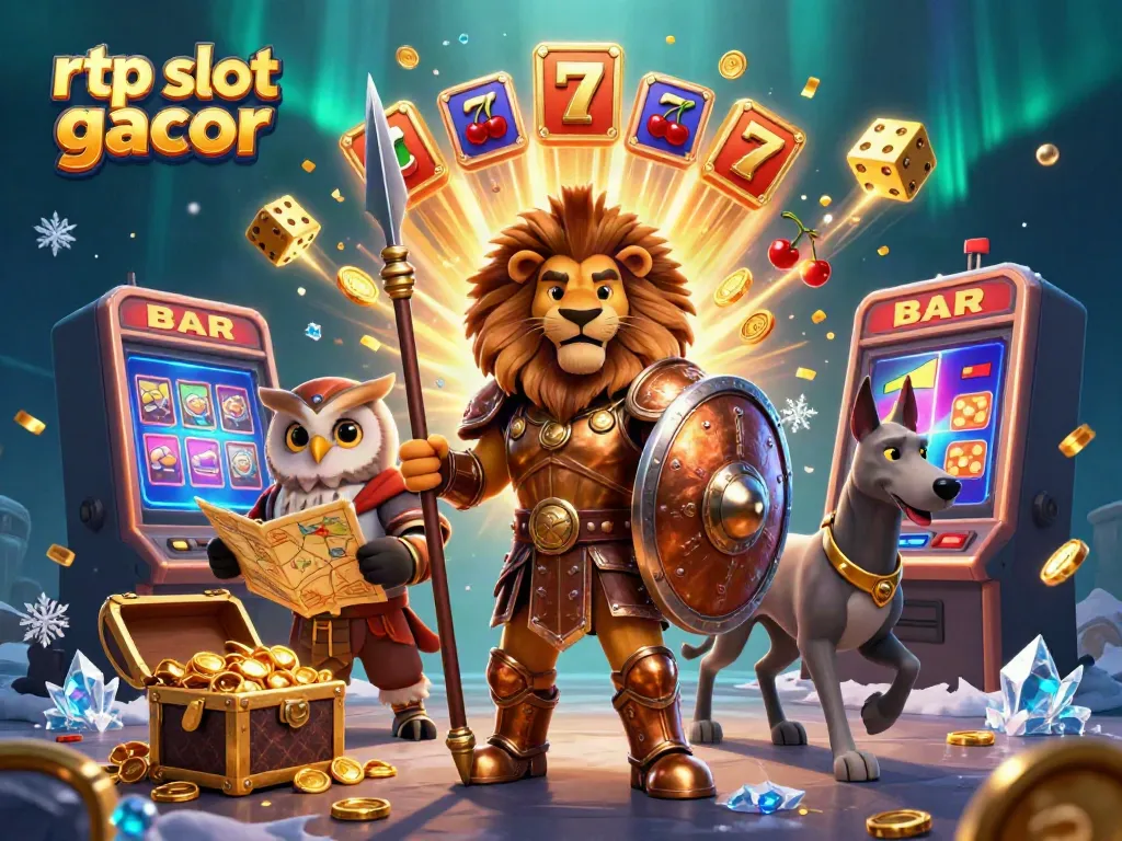 Memenangkan jackpot di permainan rtp slot gacor dengan ilustrasi mesin slot yang penuh simbol keberuntungan.