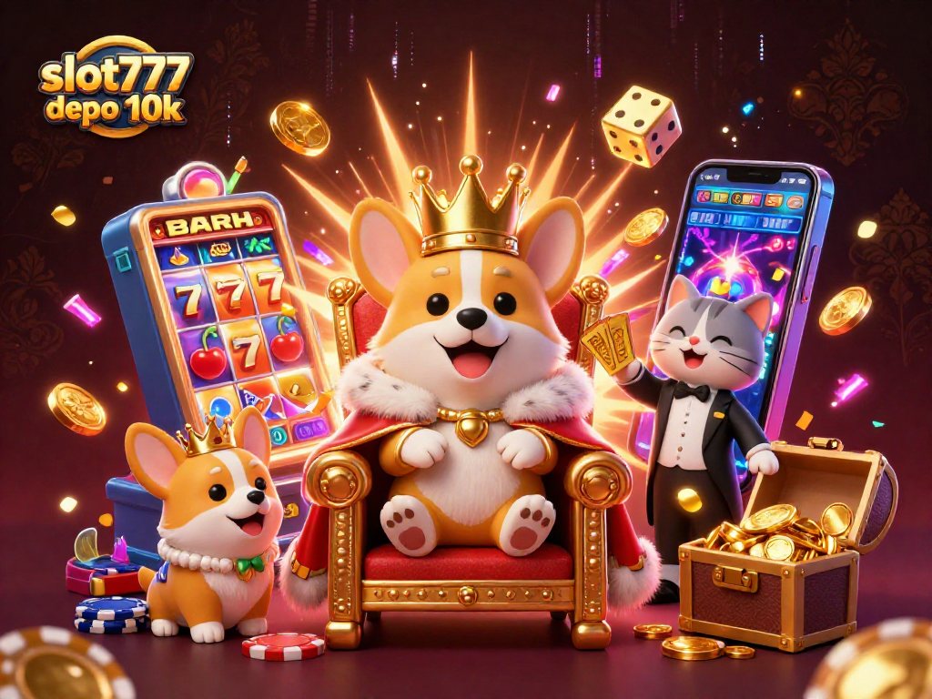 Experience the vibrant and engaging atmosphere of slot777 depo 10k with this dazzling 3D casino scene.