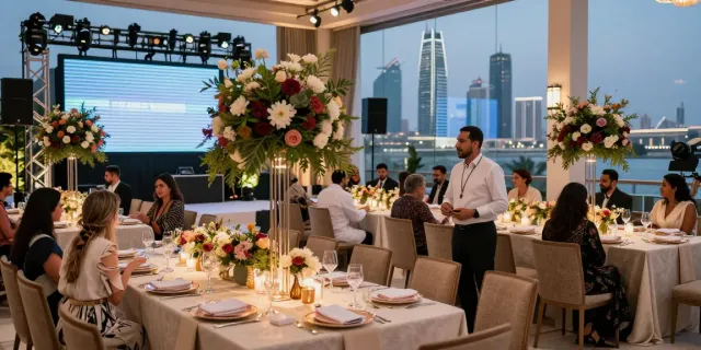 Event rental ksa setup showcasing luxurious furniture and ambient lighting in Riyadh.