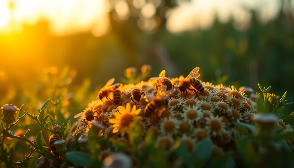 Observa núcleos de abejas trabajando en armonía en su panal dorado.