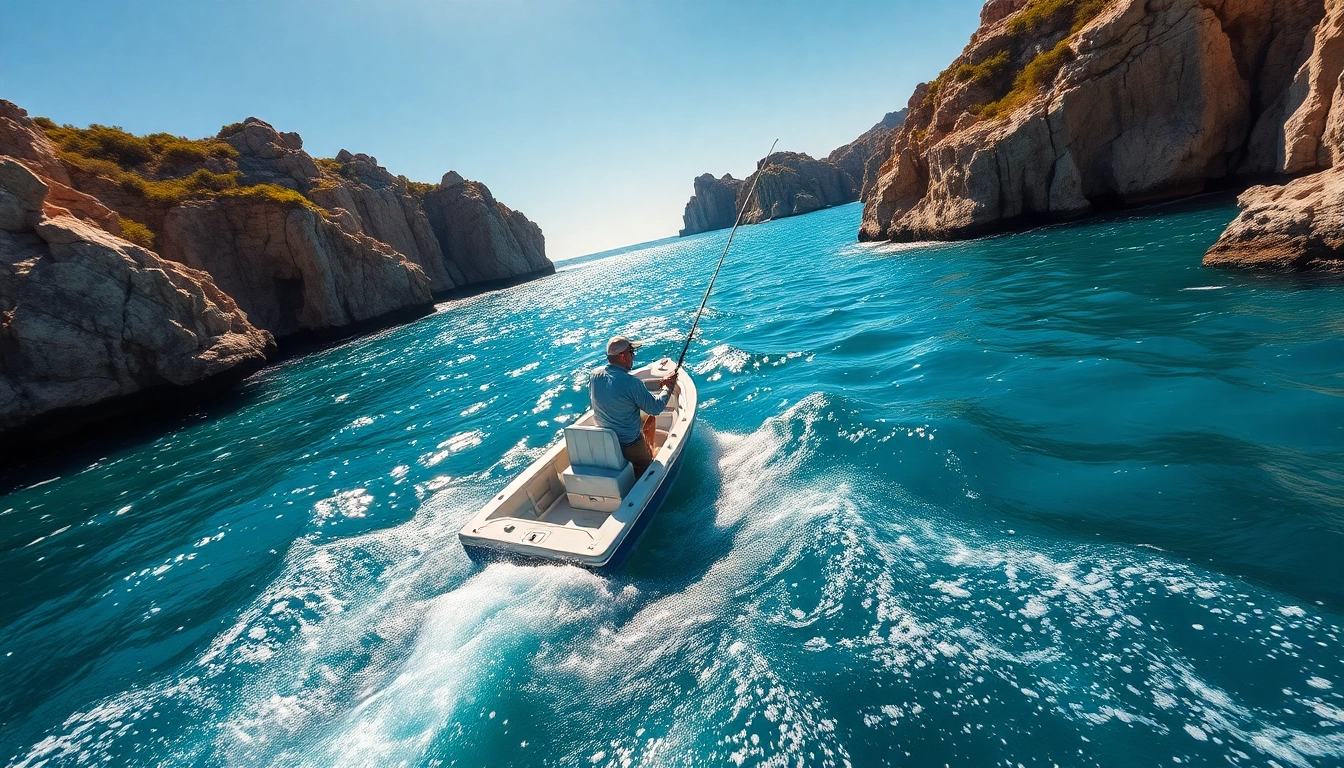 Angler enjoying wahoo fishing Cabo San Lucas, casting into vibrant turquoise waters.