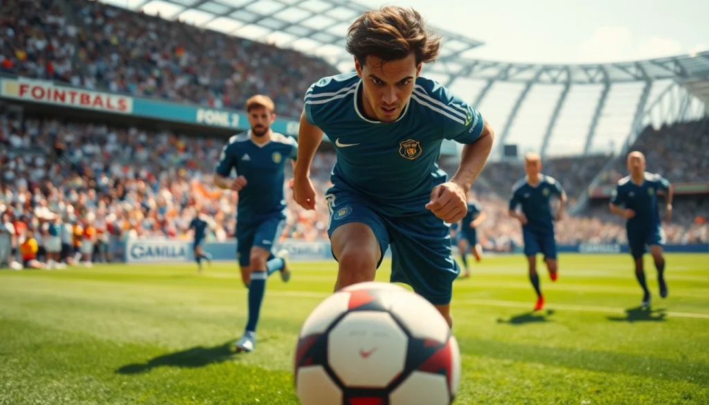 Engaging soccer action showcasing koora players in a thrilling match.