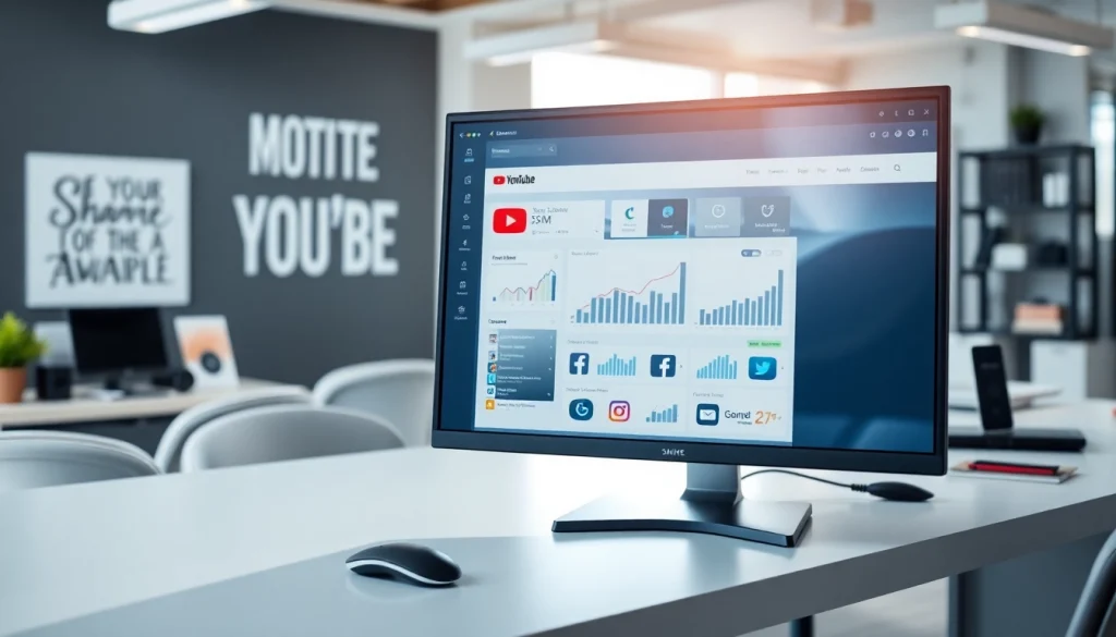 Engaging interface showcasing youtube smm panel on a modern desktop in a professional workspace.