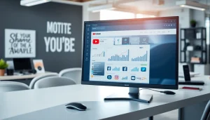 Engaging interface showcasing youtube smm panel on a modern desktop in a professional workspace.