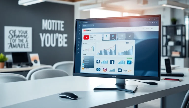 Engaging interface showcasing youtube smm panel on a modern desktop in a professional workspace.