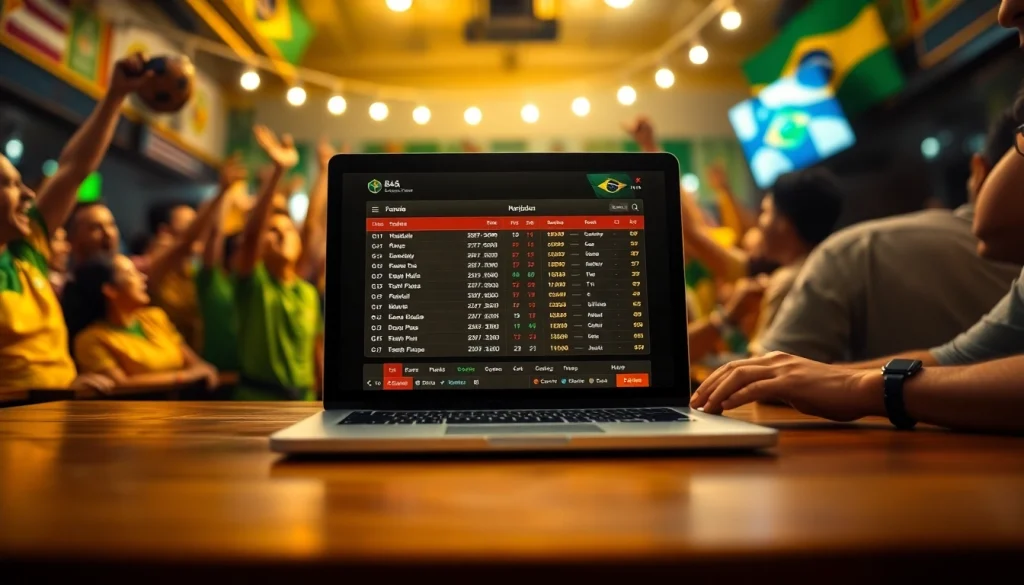 Explore the best sports betting sites for Brazil with engaging visuals of a lively betting environment.