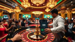 Experience thrilling casino activities with the link vao w88 at a vibrant roulette table.