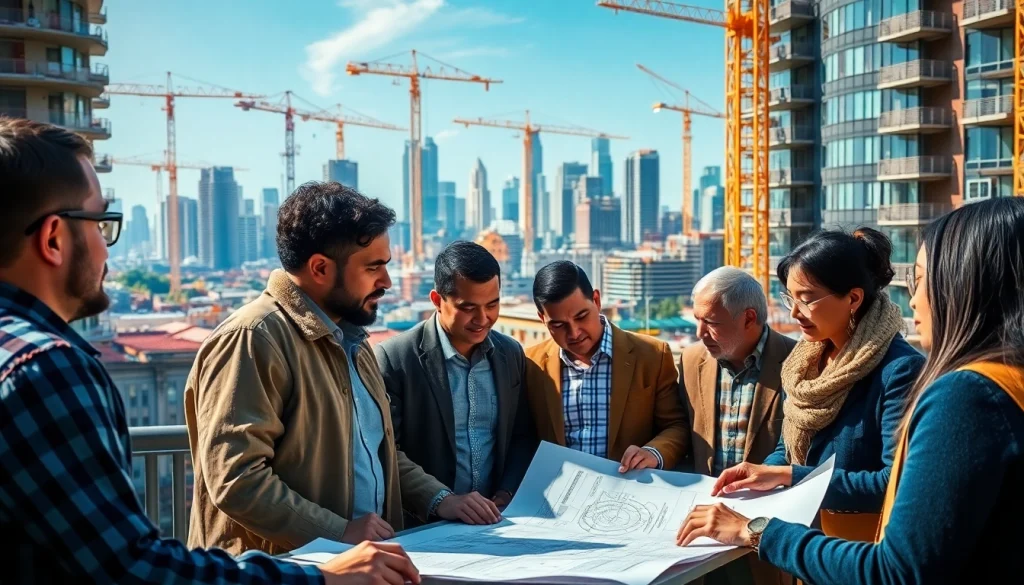 Engaging construction advocacy in the Carolinas with stakeholders discussing plans and blueprints.