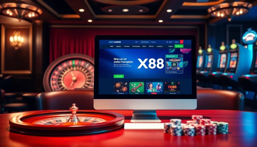 Engaged players experiencing Nhà cái XX88 on their devices in an exciting casino environment.