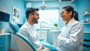 Affordable dental care in Kepong, featuring a welcoming dentist and a smiling patient in a bright clinic.