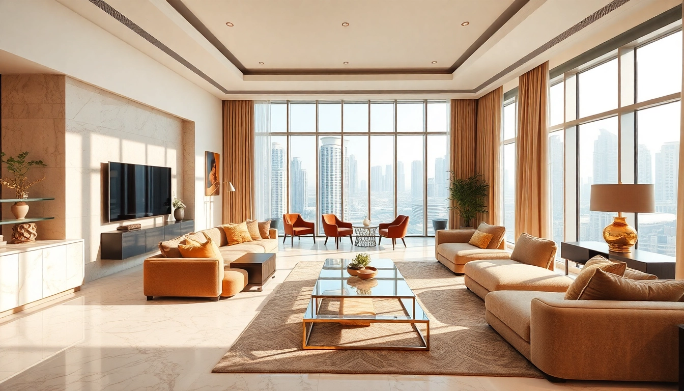 Showcasing exquisite interior design dubai in a luxurious modern apartment ambiance.