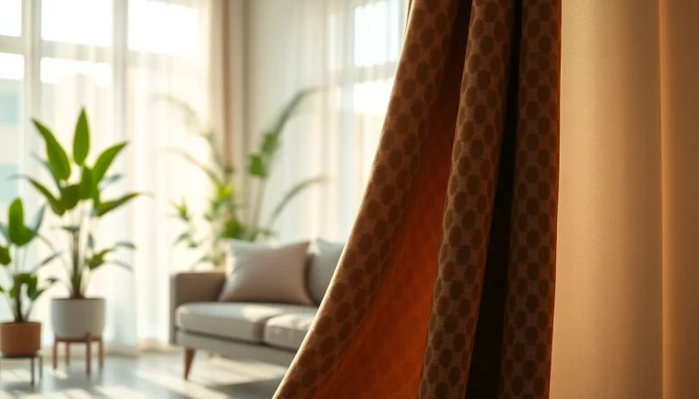 Gordijnstof met een elegante textuur in een sfeervolle woonkamer.