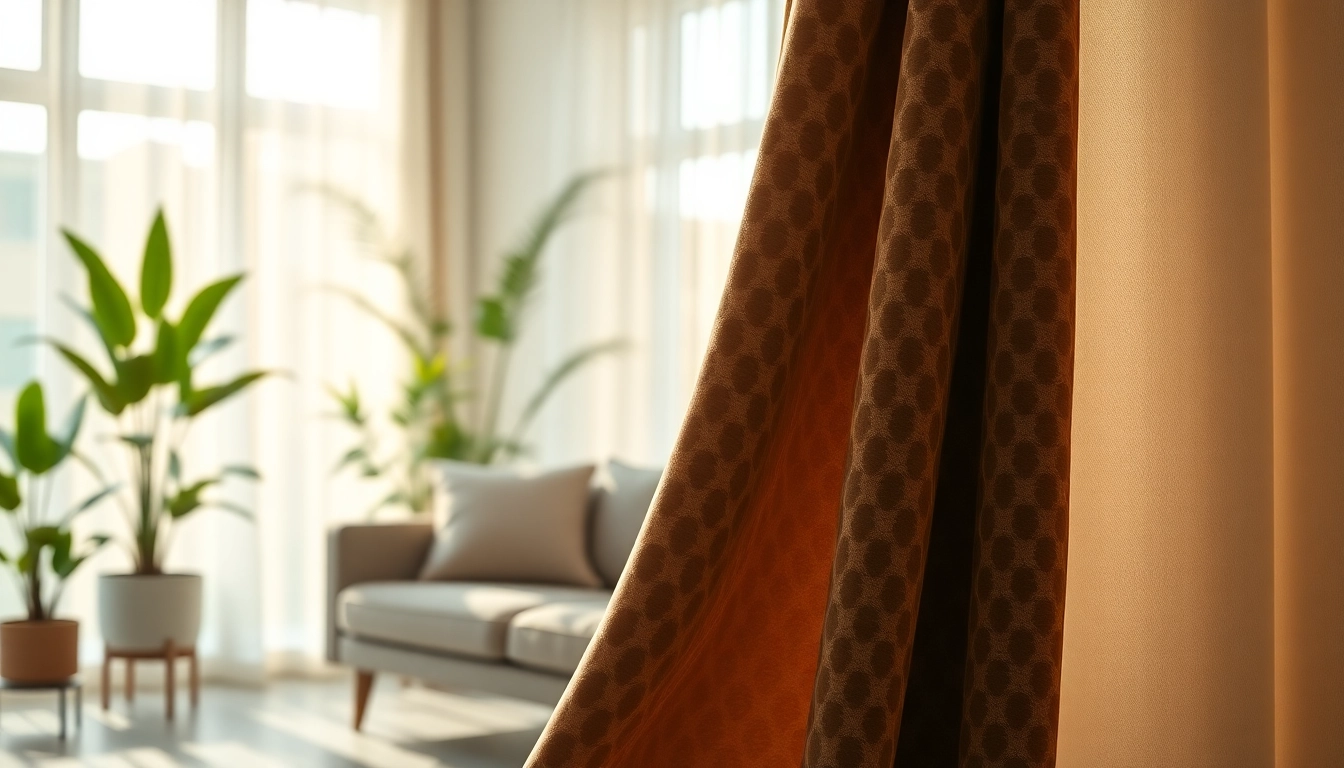 Gordijnstof met een elegante textuur in een sfeervolle woonkamer.