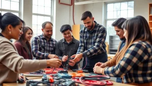 Students engaged in hands-on learning at an electrician trade school Colorado.