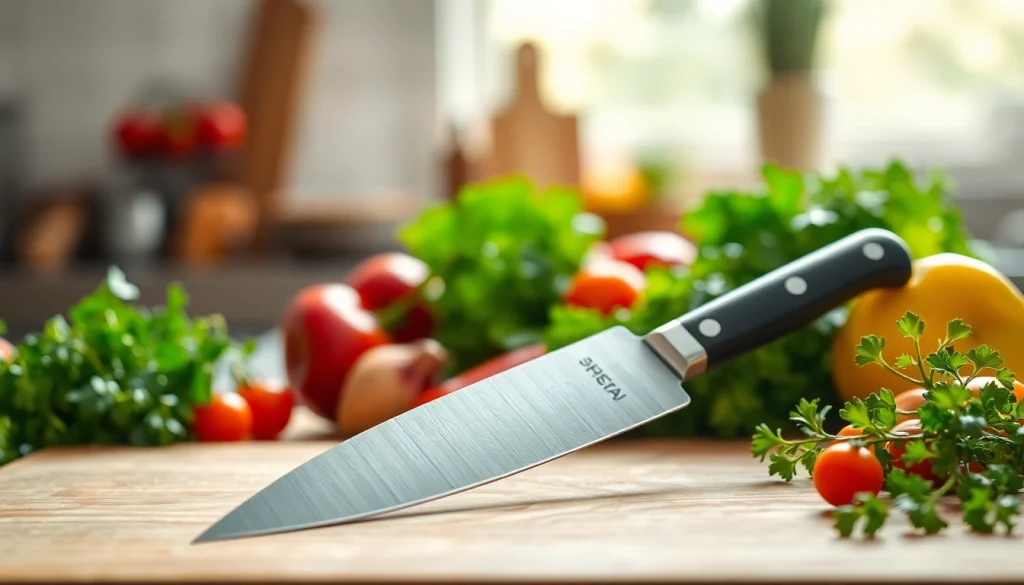 Slice fresh ingredients with a premium chef’s knife NZ showcasing sharpness and elegance.