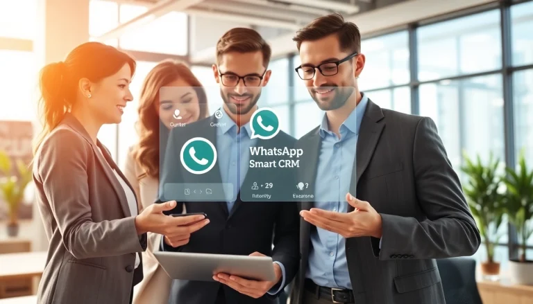 Showcase of WhatsApp Smart CRM features for business collaboration.