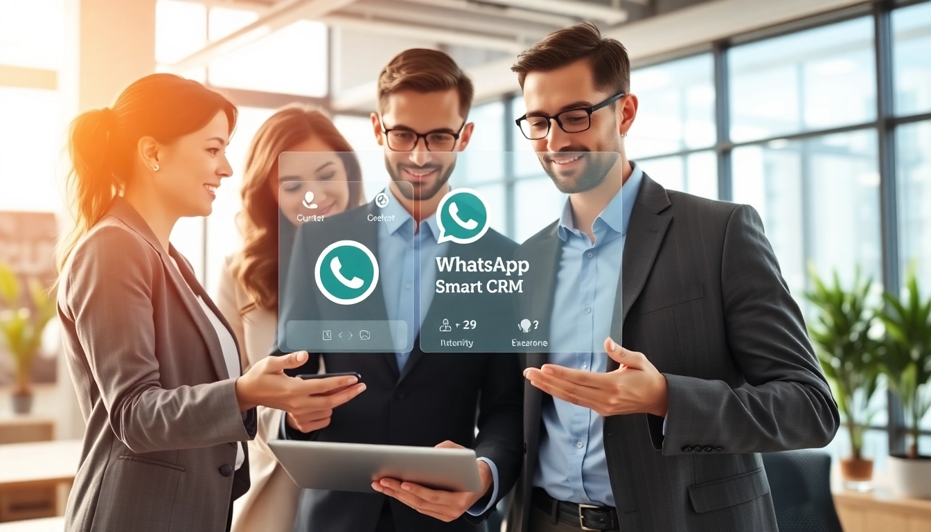Showcase of WhatsApp Smart CRM features for business collaboration.