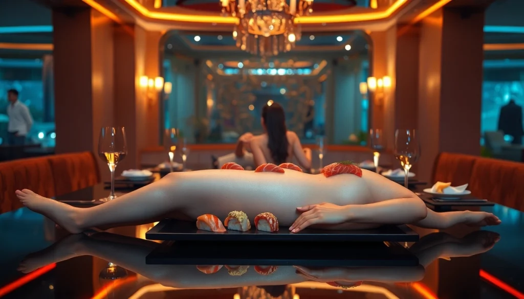 Indulge in an exquisite body sushi experience at Club Noir, where luxury meets culinary artistry.