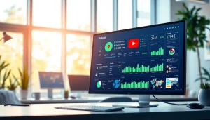 Engaging visualization of a youtube smm panel in a modern workspace, emphasizing social media growth.