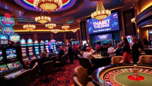 Experience the excitement of online gambling with promotions from https://thabet.vegas/ in a vibrant casino setting.