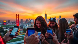 Engaging California sports betting scene with diverse bettors analyzing odds on mobile devices