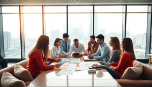 Engaging team collaboration in strategy capture management discussions in a modern office setting.