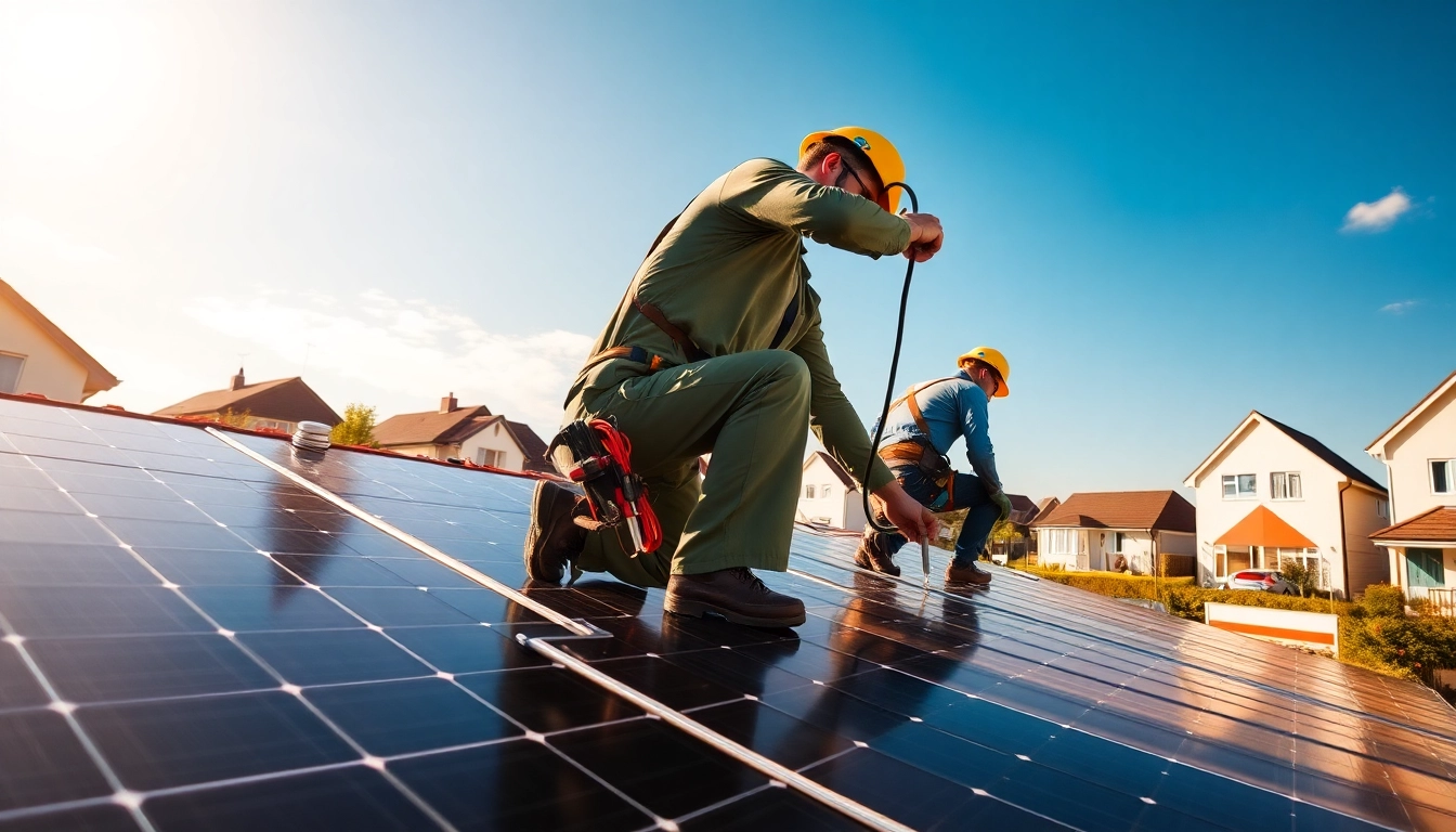 Installers performing Solar Panel Installation Derby on a residential roof, highlighting eco-friendly energy solutions.