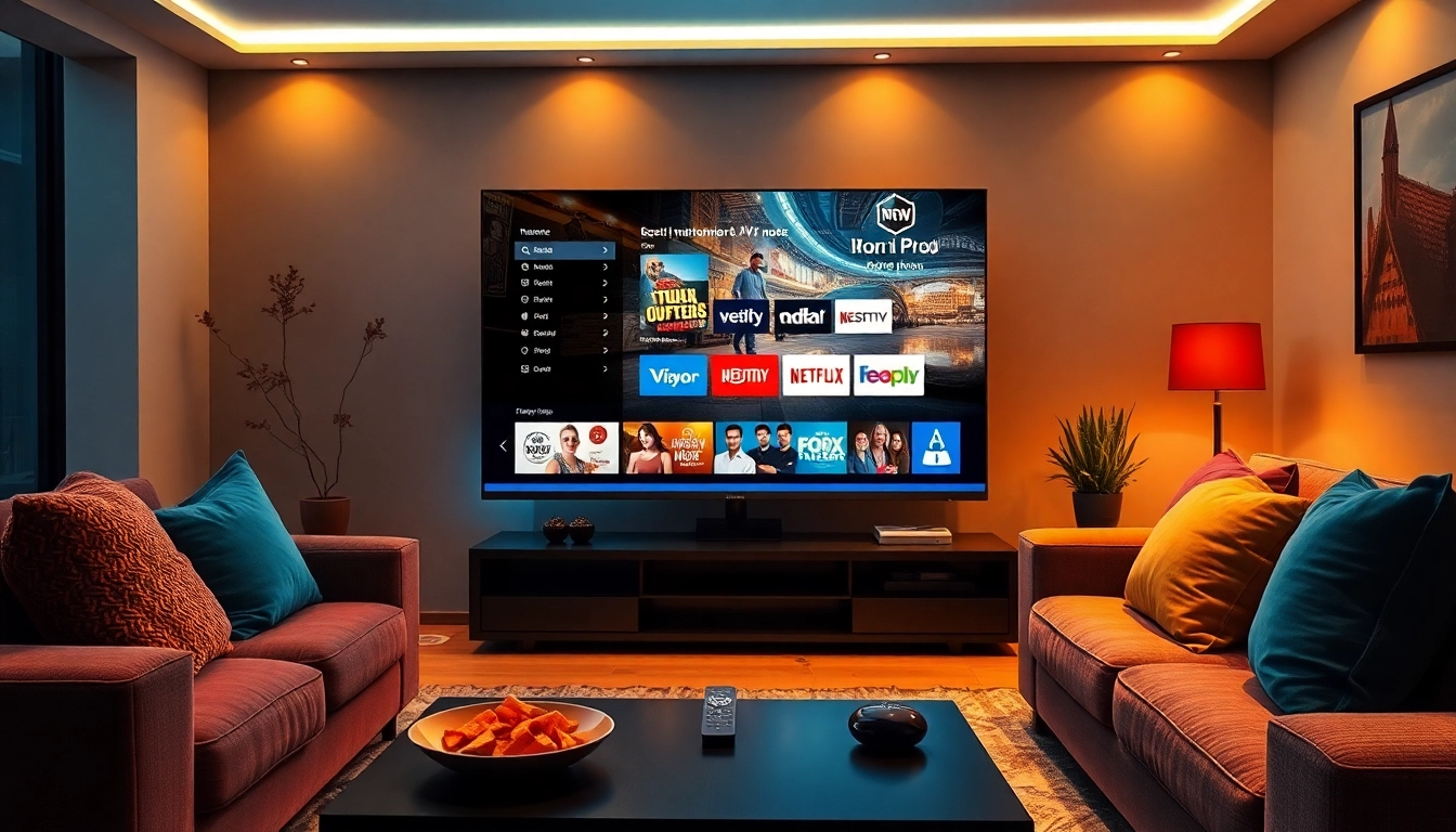 Experience Iron tv pro in a modern living room with Smart TV on display.