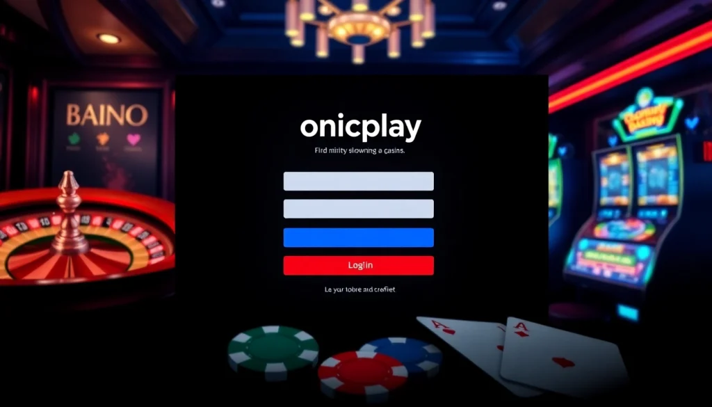 Experience the excitement of onicplay login with a vibrant online casino interface featuring roulette and slot machines.