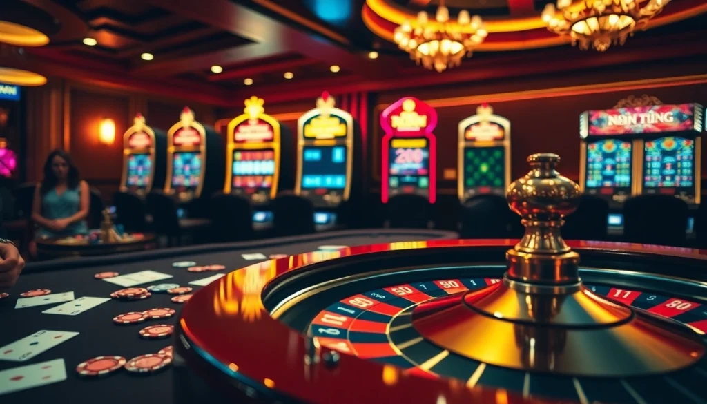 Nền Tảng RR88 highlights an immersive gaming experience with a vibrant casino atmosphere.