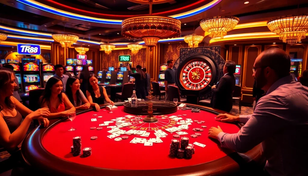 Players enjoying a game at a professional casino featuring TR88 poker elements.