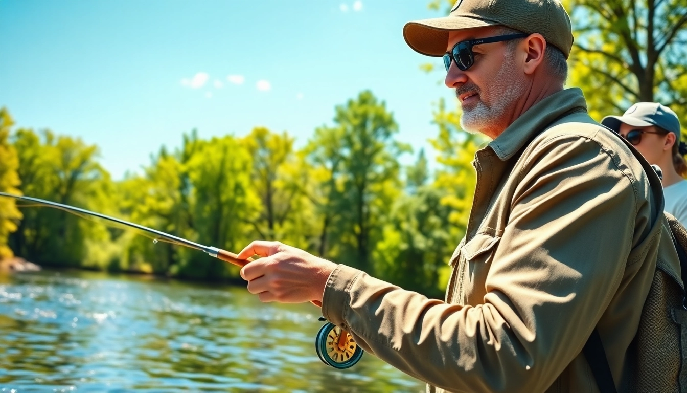 Enhance skills with fly fishing lessons near me by a professional instructor on a calm river.