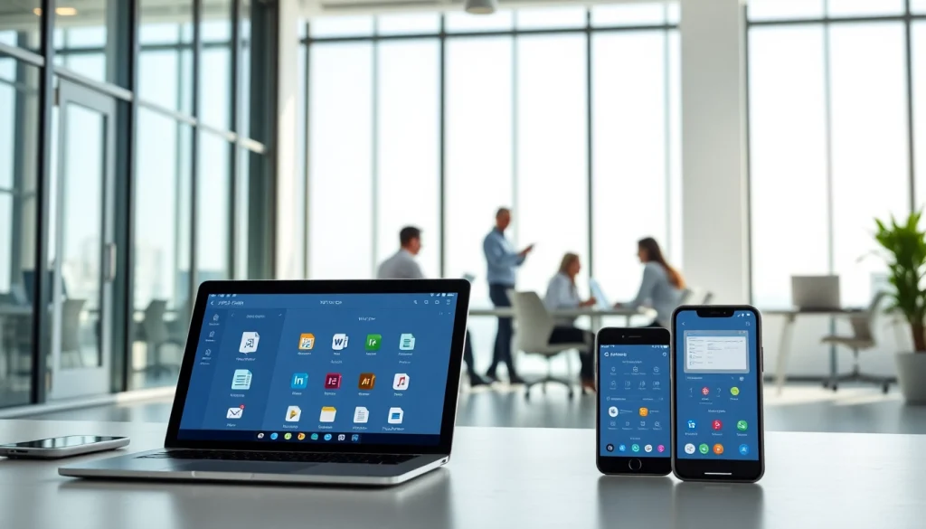 在多设备上使用 WPS Office 的创新工作空间，展示协作与生产力。