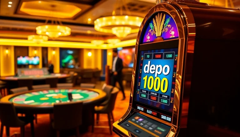 Rasakan sensasi Slot Depo 1000 dengan visual kasino yang berwarna-warni dan permainan yang seru.