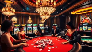 Experience high stakes at a rik vip gaming table with poker chips and cards in an upscale casino.