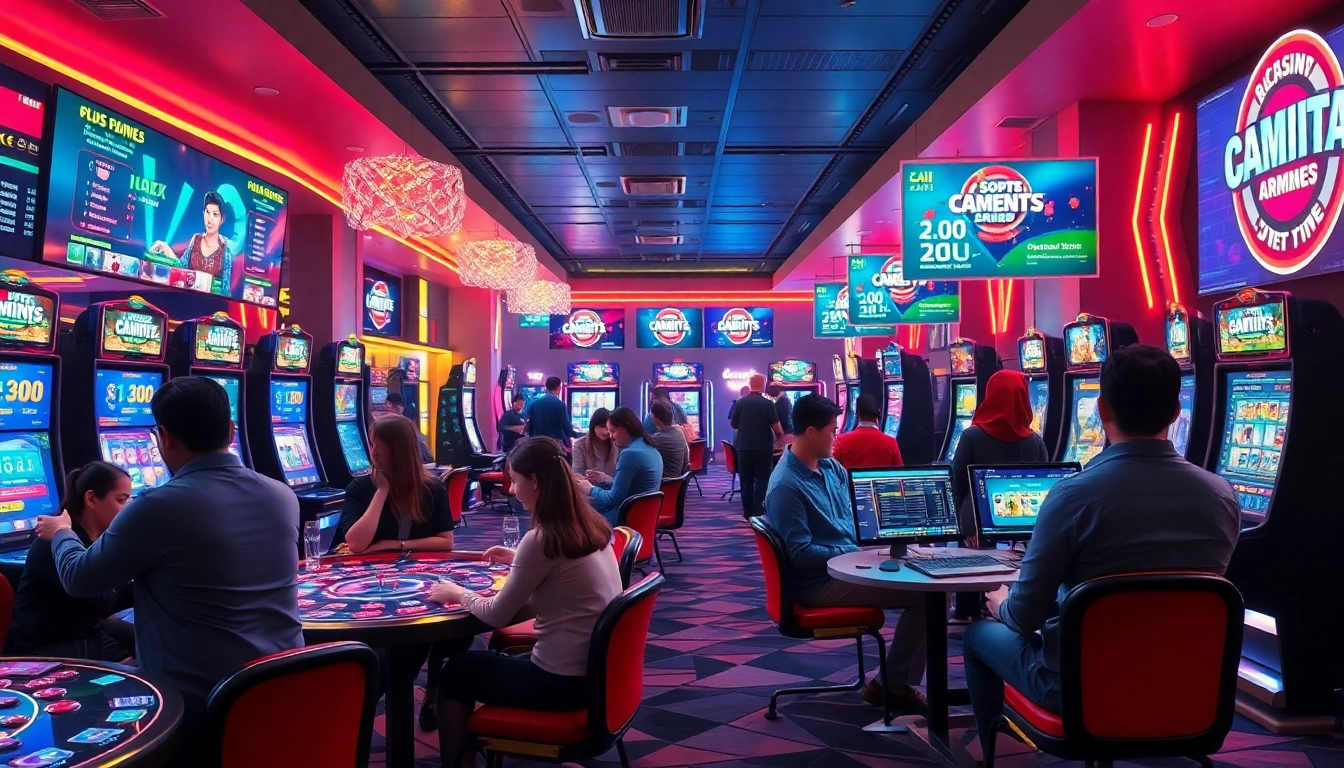 Engaging online casino scene at luck8win.live with players and vibrant gaming technology.