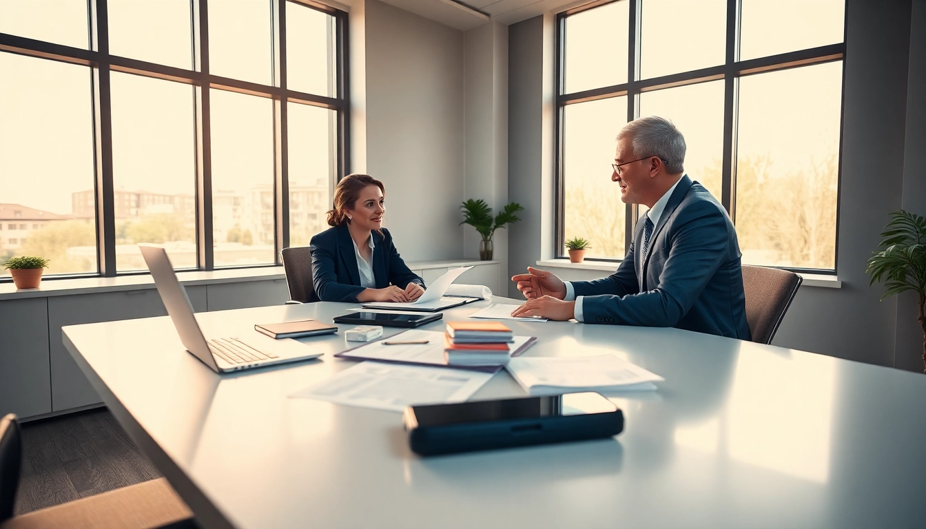 Menjelaskan deposit 1k kepada klien di kantor profesional yang modern.